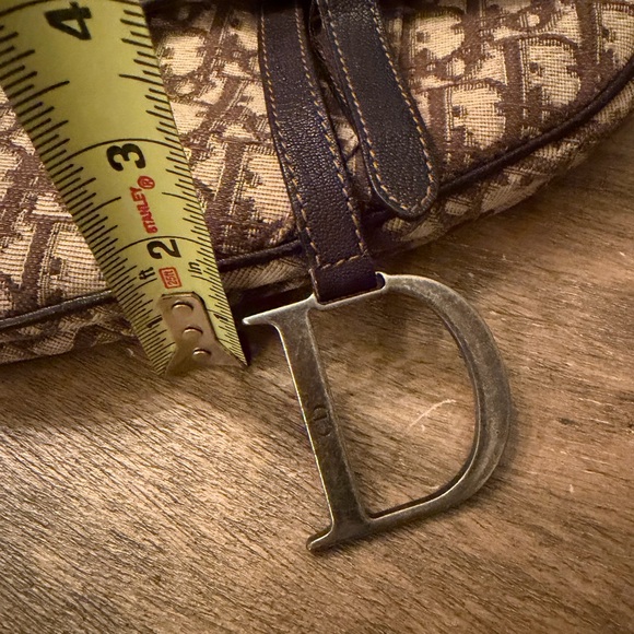 2000 Vintage Christian Dior Oblique Saddle Bag in brown canvas with leather trim - Picture 15 of 16